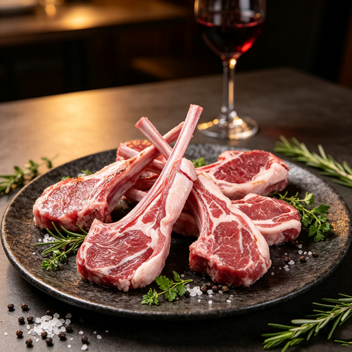 Tomahawk Frozen Raw Lamb Rib Chops