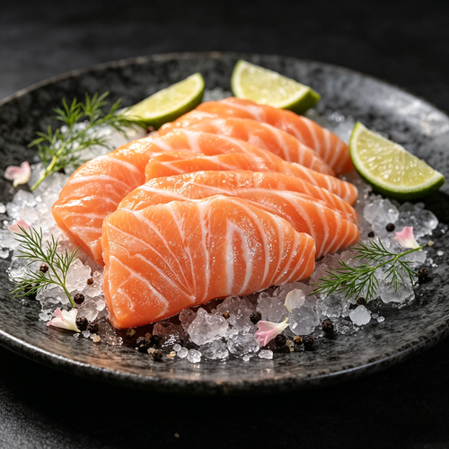 200g Norwegian Frozen Salmon Belly Slices Sashimi Grade